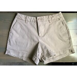MAGELLAN OUTDOORS Beige Brown Stretch Khaki Mid-Rise Shorts; Size 4